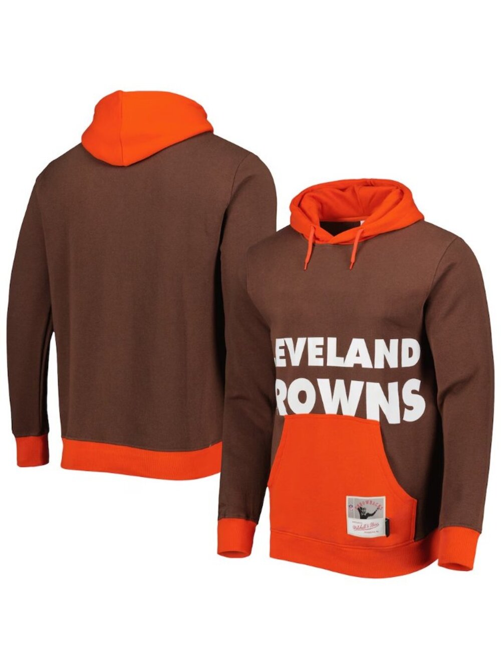 Mitchell & Ness Cleveland Browns Hoodie Sweater Big Face 5.0 Brown Men's MEDIUM